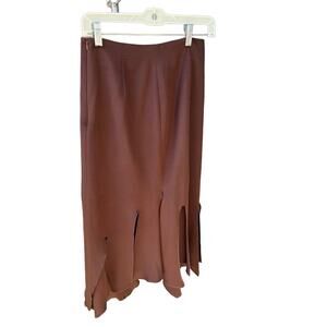 Vintage Silk Brown Autumnal Skirt w/slits - Vera Christian - Size 2
